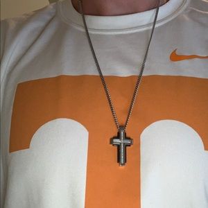Diamond Cross Necklace 1/6 ct Stainless Steel